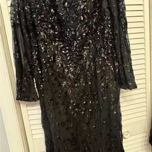 Stunning Black Sequin Long Sleeve Dress